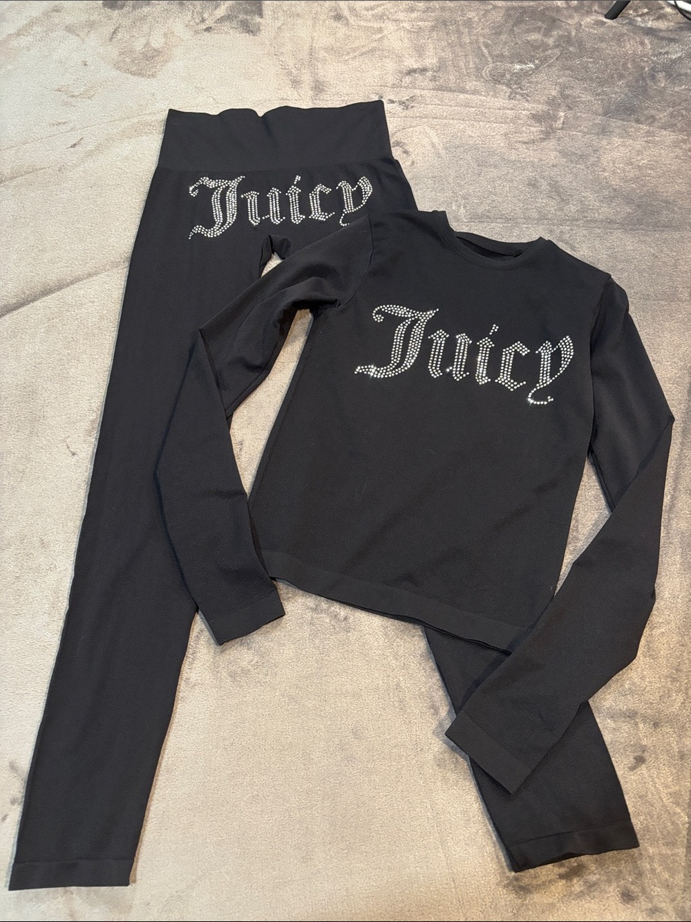 Juicy Couture Black Rhinestone Logo Two-Piece Set